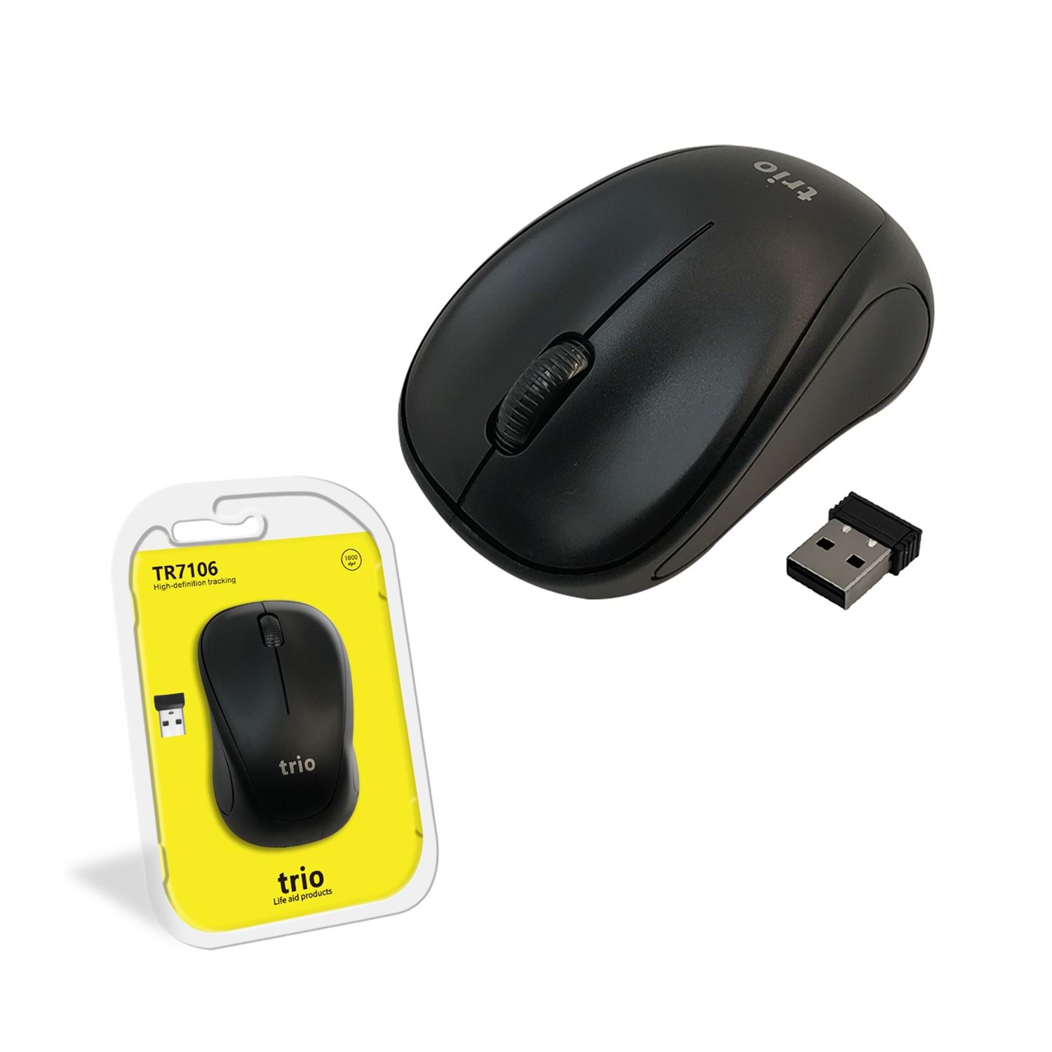 TRİO TR7106 Kablosuz Mouse – Sessiz Tıklama, USB Nano Alıcılı, Ergonomik 2-4GHz Wireless Mouse